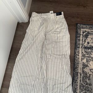Striped Linen Wide Leg Pants